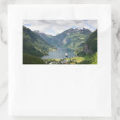 Geirangerfjord-Ansicht in Norwegen, rechteckiger A Rechteckiger Aufkleber (Tasche)