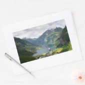 Geirangerfjord-Ansicht in Norwegen, rechteckiger A Rechteckiger Aufkleber (Umschlag)