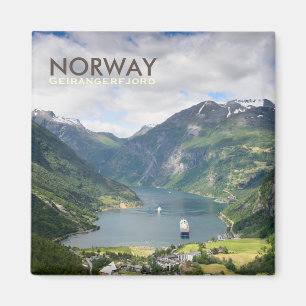 Geirangerfjord Ansicht in quadratischen Magnet