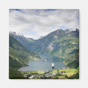 Geirangerfjord Ansicht in quadratischen Magneten Magnet