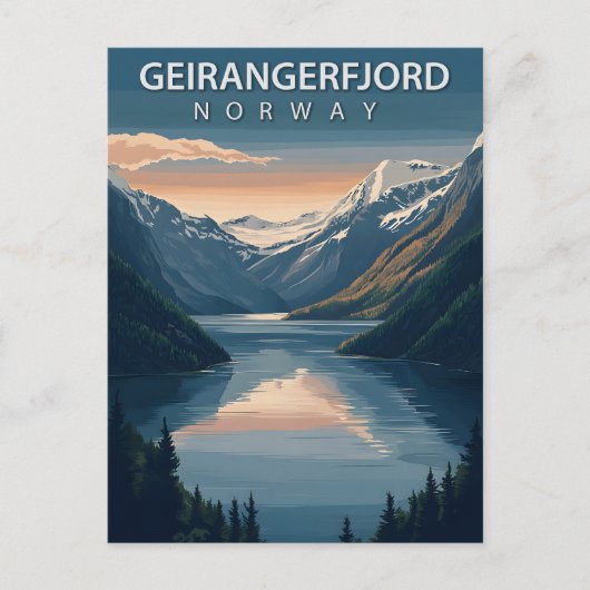 Geirangerfjord Norway Vintage Postkarte (Vorderseite)