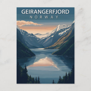 Geirangerfjord Norwegen Vintage Postkarte