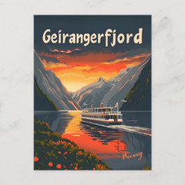 Geirangerfjord Vintage Kunst Postkarte