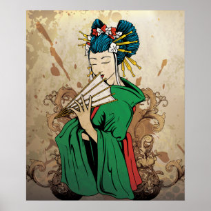 Geisha 芸者 Japanisches Druckplakat Poster