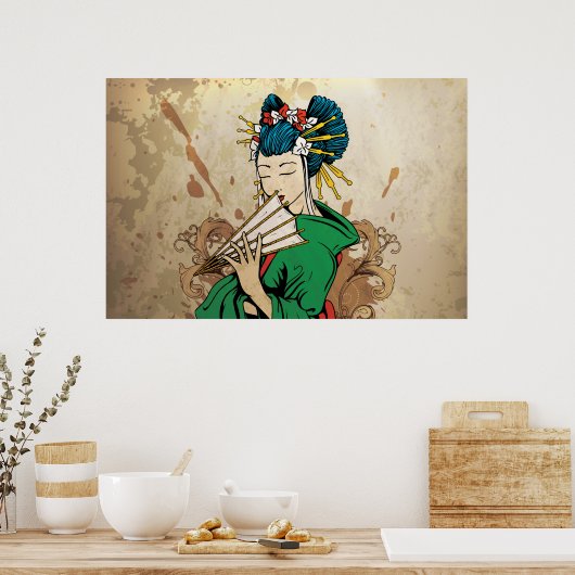 Geisha 芸 者 japanisches horizontales Druckposter Poster (Küche)
