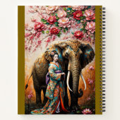 Geisha and elephant oil painting textured notizblock (Rückseite)