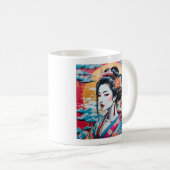 Geisha and Sakura: Japanese-Inspired Art Kaffeetasse (VorderseiteRechts)
