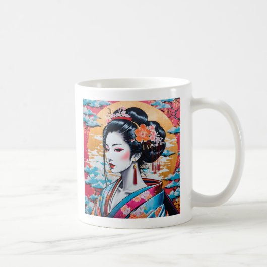 Geisha and Sakura: Japanese-Inspired Art Kaffeetasse (Rechts)