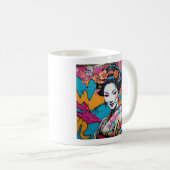Geisha and Sakura: Japanese-Inspired Art Kaffeetasse (VorderseiteRechts)