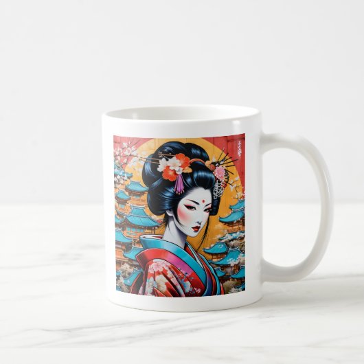 Geisha and Sakura: Japanese-Inspired Art Kaffeetasse (Rechts)