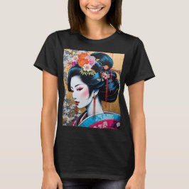 Geisha and Sakura: Japanese-Inspired Art T-Shirt