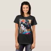 Geisha and Sakura: Japanese-Inspired Art T-Shirt (Vorne ganz)