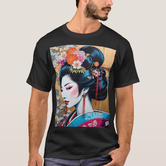 Geisha and Sakura: Japanese-Inspired Art T-Shirt (Vorderseite)