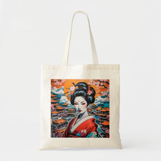 Geisha and Sakura: Japanese-Inspired Art Tragetasche (Vorne)