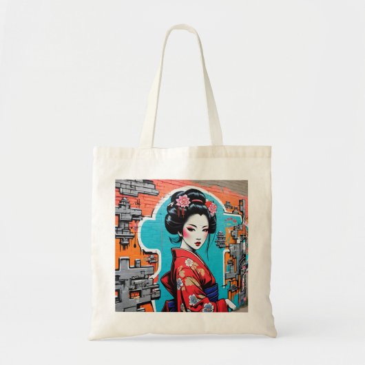 Geisha and Sakura: Japanese-Inspired Art Tragetasche (Vorne)