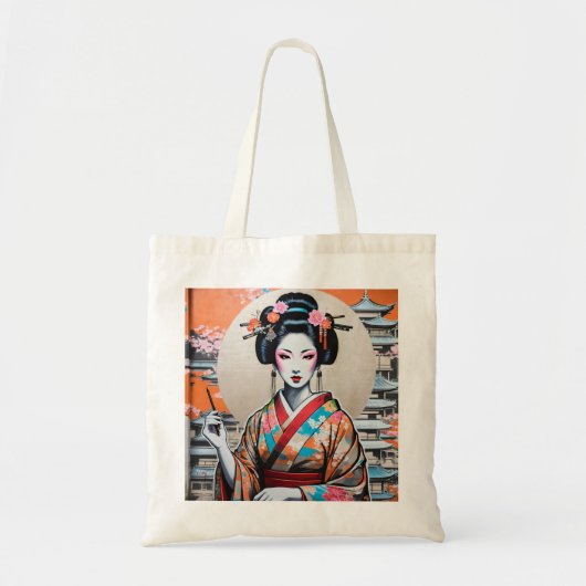 Geisha and Sakura: Japanese-Inspired Art Tragetasche (Vorne)
