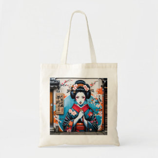 Geisha and Sakura: Japanese-Inspired Art Tragetasche