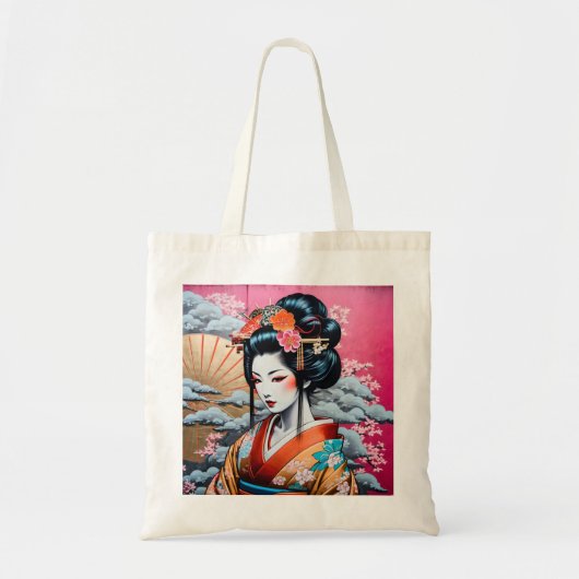 Geisha and Sakura: Japanese-Inspired Art Tragetasche (Vorne)