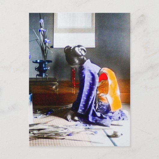 Geisha Arrange Blume Vintages altes Japan Postkarte (Vorderseite)