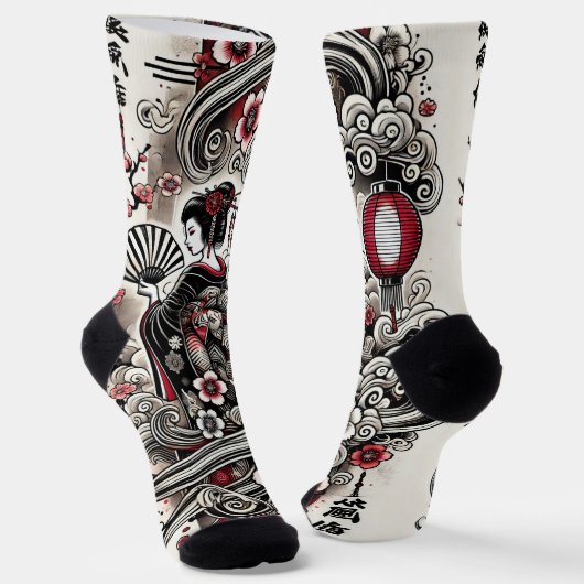 Geisha Art Crew Socks Socken (Gewinkelt)
