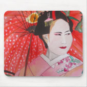 Geisha Art mit Rotem Regenschirm Mousepad (Vorne)