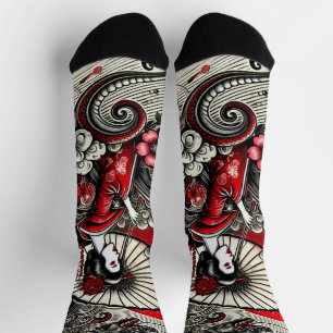 Geisha Art Pattern Socks Socken