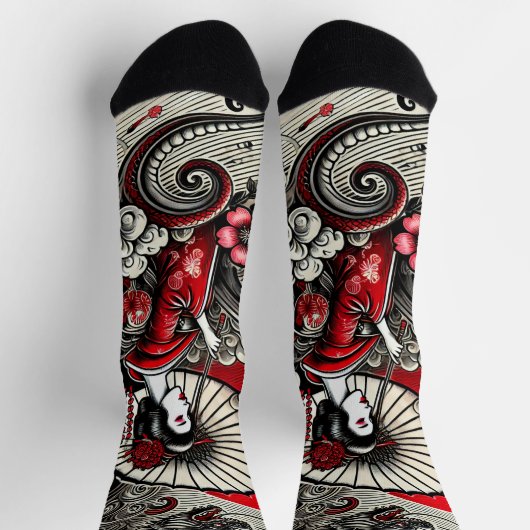 Geisha Art Pattern Socks Socken (Oben)