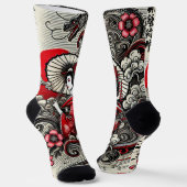 Geisha Art Pattern Socks Socken (Gewinkelt)