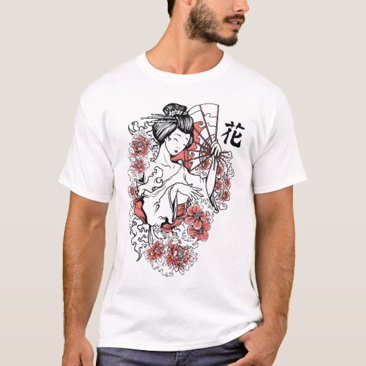 Geisha Blume Artistics Graphics Print On Demand T-Shirt (Vorderseite)