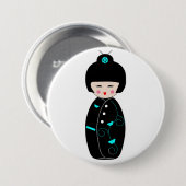 Geisha-Cartoon-Knopf Button (Vorne & Hinten)
