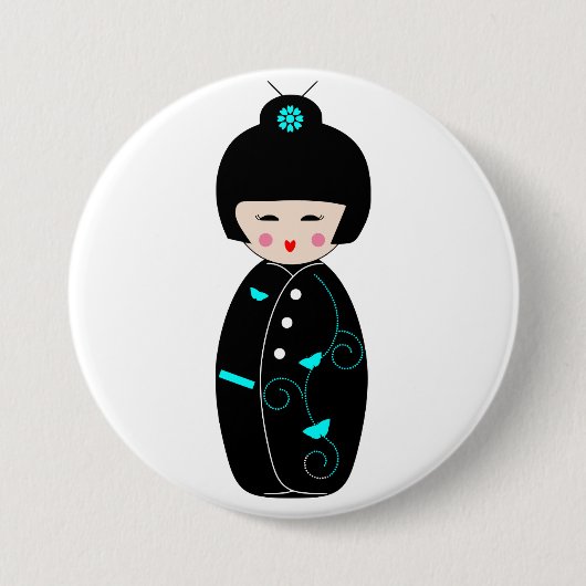Geisha-Cartoon-Knopf Button (Vorderseite)