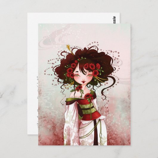 Geisha Coquelicot Postkarte (Vorne/Hinten)