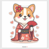 Geisha Corgi Dog Lover Welsh Aufkleber (Blatt)