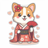 Geisha Corgi Dog Lover Welsh Aufkleber (Vorderseite)