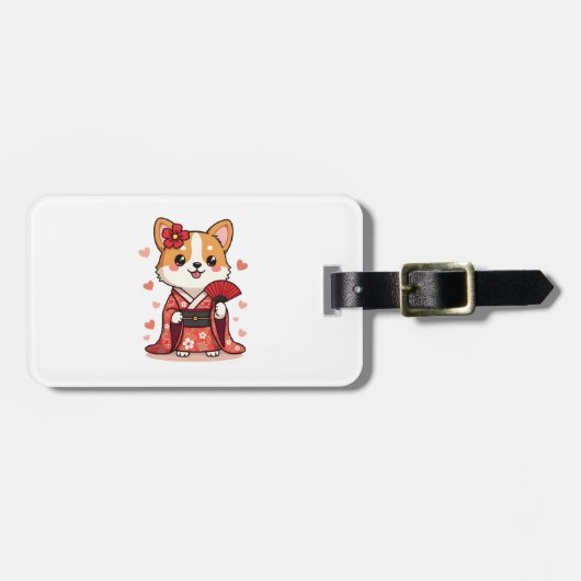 Geisha Corgi Dog Lover Welsh Gepäckanhänger (Vorderseite horizontal)