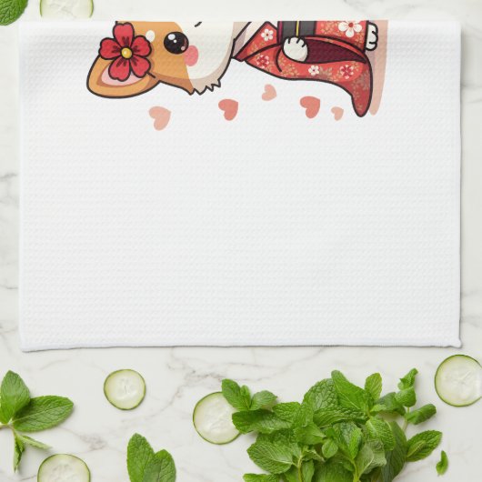 Geisha Corgi Dog Lover Welsh Geschirrtuch (Gefaltet)