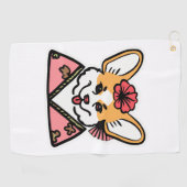 Geisha Corgi Dog Lover Welsh Golfhandtuch (Horizontal)