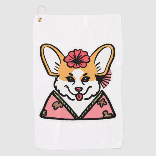 Geisha Corgi Dog Lover Welsh Golfhandtuch (Vorderseite)