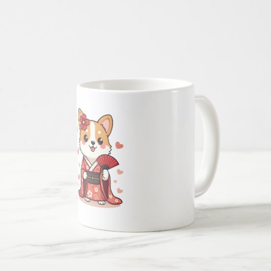 Geisha Corgi Dog Lover Welsh Kaffeetasse (VorderseiteRechts)