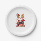 Geisha Corgi Dog Lover Welsh Pappteller (Vorderseite)