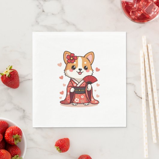 Geisha Corgi Dog Lover Welsh Serviette (Beispiel)