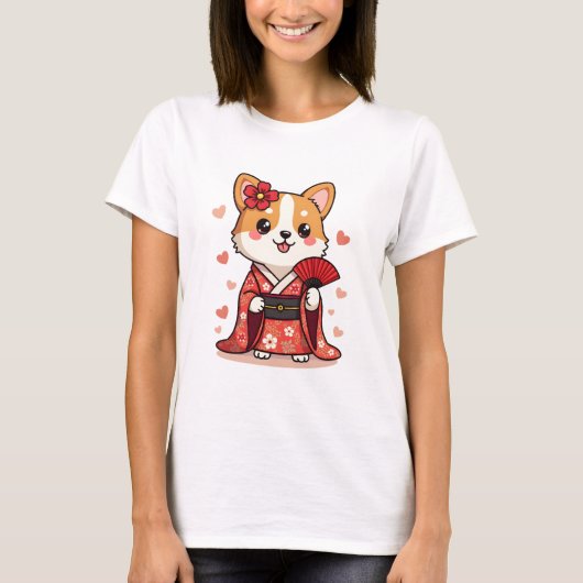 Geisha Corgi Dog Lover Welsh T-Shirt (Vorderseite)