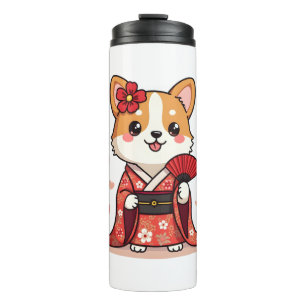 Geisha Corgi Hundeliebhaber Welsh Thermosbecher
