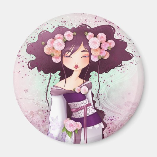 Geisha Dahlia Magnet (Vorne)