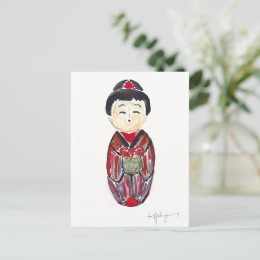 Geisha Doll Postcard Postkarte (Stehend Vorderseite)