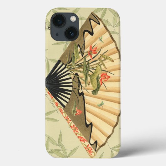 Geisha-Fan mit Blätter und Blumendruck Case-Mate iPhone Hülle (Rückseite)