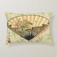 Geisha Fan mit Blätter und Blumendruck