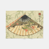 Geisha Fan mit Blätter und Blumendruck Fleecedecke (Vorderseite (Horizontal))