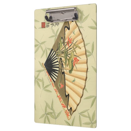 Geisha Fan mit Blätter und Blumendruck Klemmbrett (Links)
