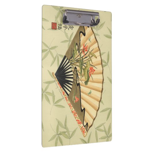 Geisha Fan mit Blätter und Blumendruck Klemmbrett (Rechts)